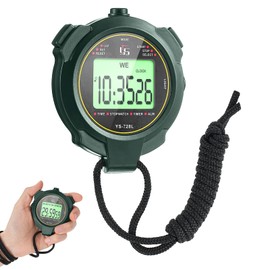 Luminous Stopwatch - Sports Stopwatch Timer with Clock Calendar Alarm, Handheld Digital Stopwatch with Lanyard, Hockproof Stop Watch for Coach Referee Sports Training Swimming Running (Green)