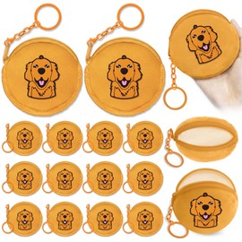 KeeStar 15 Pack Golden Retriever Coin Purse with Zipper Keychain,Wallet Bag Party Favors for Birthday Party Decoration, Animal Themed Baby Shower, School Carnival Rewards, Travel, Classroom Prize
