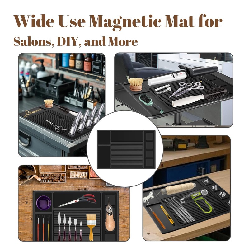 Adevar Magnetic Barber Mat for Clippers,Barber Station Organizer Mat for