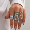ANGLEQUEEN Silver Chunky Rings Set for Women Open Stacking Knuckle