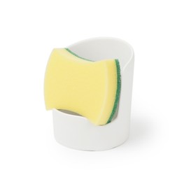 Zaposcca Ceramic Sponge Holder for Kitchen Sink Counter, Dish Brush Sponge Caddy, Kitchen Organizer Accessories, Small Pot Lid Holder(White)