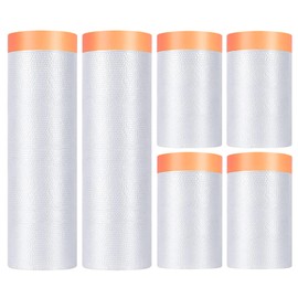 Starward 6 Stück Abdeckfolie mit Klebeband, 120M Abklebeband Maler, Abklebeband mit Folie, Abdeckfolie 4PC 55 CM*20 M+2PC 150 CM*20M, Maler Klebeband, Goldband Malerband, für Möbelschutz, Bodenschutz