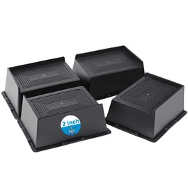 EGTTGIN Bed Risers 2 inch, 3 inch, 4 inch, 5 inch, 6 inch Heavy Duty, Oversized Furniture Riser for Couch Sofa Table Desk Chair Recliner Leg Frame Dorm, Support up to 6000 Lbs (Black 2 inch, 4 Pack)