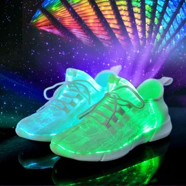 Hot Dingding Zapatos LED de Fibra óptica para Mujeres y Hombres, Tenis iluminados para Adultos, Carga USB, Intermitente, Luminosos, Zapatos Blancos