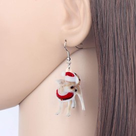 NEWEI Acrylic Cute Chihuahua Dog Earrings Dangle Drop For Women Children Puppy Animal Pet Jewellery Gift Charm, Acrylic, No Gemstone