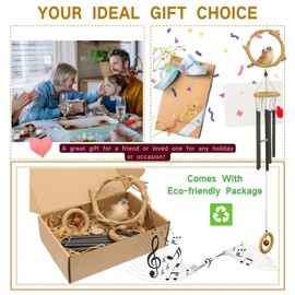 Fariita Resin Bird Wind Chimes for Outside 33 Inch Hanging Decor for Backyard Patio Outdoor Decor Black