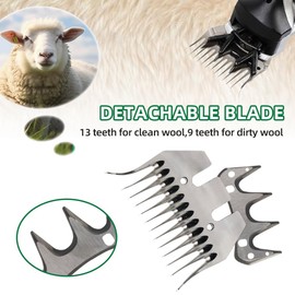 Lucky Farm Sheep Shears Blades Curved Wool Shearing Comb and Cutter Blade Set for Alpaca Goats Wool Cutter Grooming Trimmer(13T Scimitar+Front Blade)