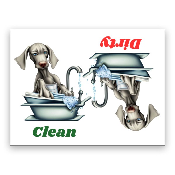 Weimaraner Clean Dirty 3 1/2" x 2 1/2" Steel Cased