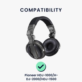 kwmobile Ear Pads Compatible with Pioneer HDJ-1000/HDJ-2000/HDJ-1500 Earpads - 2x Replacement for Headphones - Black