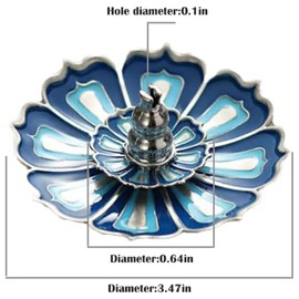 Rnigra Lotus Incense Holder Blue, Incense Stick Holders Alloy Material, Incent Stick Holders with Detachable Ash Catcher, Cone Coil Incense Sticks Holder, for Home Spa Meditation Yoga and Decorations