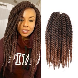 Senegalese Twist Crochet Hair 10 Inch 7 Packs Jumbo Havana Twist Crochet Hair for Black Women Pre Twisted Cuban Twists Crochet Braids Pre Looped Kinky Twist Hair (10 Inch,T30-Black to Light Auburn)