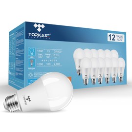 TORKASE LED Bulbs 12-Pack, 100W Replacement A19 Light Bulb, 13W 1500LM Extra Bright Lightbulbs, UL Listed 30000 Hours Lifespan, E26 Medium Base, 5000-Kelvin Daylight White, Flicker Free & Eye-Friendly