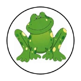 Homemade 48 FROG #3 ENVELOPE SEALS LABELS STICKERS 1.2" ROUND