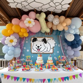 Blue Pastel Balloons, Paw Dog Birthday Party Decorations, Balloons Blue Purple Yellow Pink Balloons Paw Printed Balloons for Boys Girls Blue Puppy Theme Baby Shower Supplies