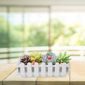 BUTIFULSIC Classic Picket Fence Planter Boxes Rectangular Planters Window Box Design for Outdoor Plants