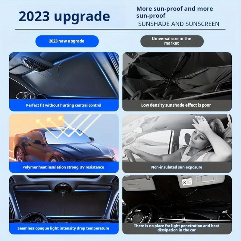 Parasol para parabrisas de coche 140x80 cm reforzado y plegable