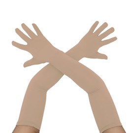Aniler Men's and Women's 22" Length Long Stretchy Gloves - Spandex Party Costume Gloves (Skin)