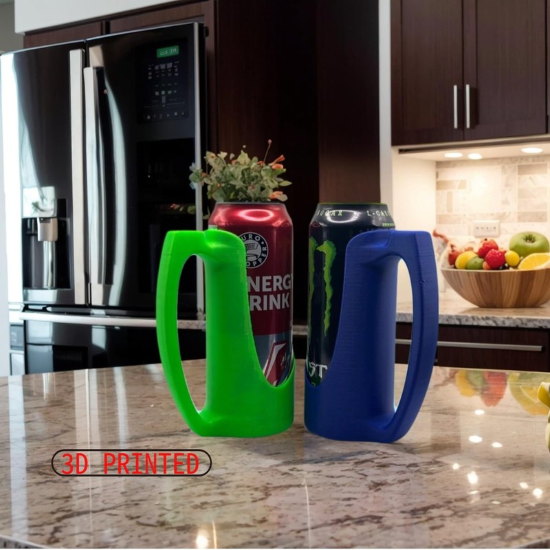 Slim Can Holder 12 Oz with Handle, 3D Printed Reusable