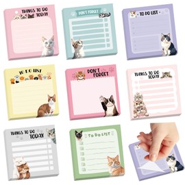600Pcs Cat Sticky Notes, Funny Cat to Do List Notepad Cat Theme Self Stick Note Pads Cute Cat Memo Pads Kawaii Cartoon Animal Sticky Notes for for Cat Lover Office Home School Supplies