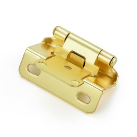 JOYDECOR 60 Pack 30 Pairs Gold Semi-Overlay 1/2 Inch Self-Close Cabinet Hinges Half Wrap-Around Door Hardware for Face Mount Kitchen Cabinet