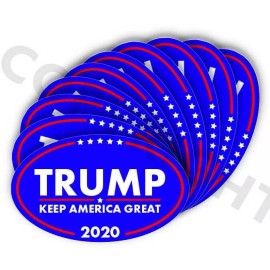 TRUMP 2020 Keep  American Great Bumper Stickers Oval Decals Blue 3.5" 10 pack