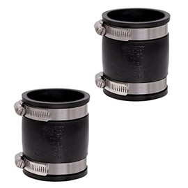 Fernco 1056-22 2-in. Flexible PVC Pipe Coupling for Cast Iron and Plastic Plumbing Connections, 2–Pack