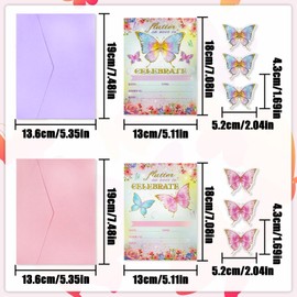 WELANE Butterfly Invitations with Envelopes, 12 Set Dreamy Invite Card for Birthday, Party, Wedding