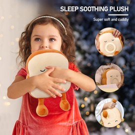 QANYI Kids Night Light Plushies, Funny Food Toast Bread Plush Cute Stuffed Alarm Clocks for Bedrooms, Cool Bedside Lamp Gifts for Women Kids 6 7 8 9 10 11 Year Old Girls