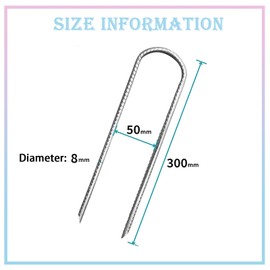 Jotia 4Pcs 12 Inch Rebar Ground Stakes, Galvanized Tent Stakes U Shaped Metal Fences Stake Ground Anchors with Chisel Point End Yard Stakes Heavy Duty Ground Anchor Pegs for Camping Tent Garden