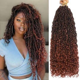 8 Packs Goddess Locs Crochet Hair 20 Inch Boho Faux Locs Crochet Braids Pre Looped Hippie River Locs Crotchet Hair For Black Women Hair (20Inch (Pack of 8) #T1B/350)
