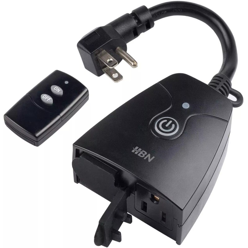 HBN Outdoor Indoor Wireless Remote Control Dual 3-Prong Outlet