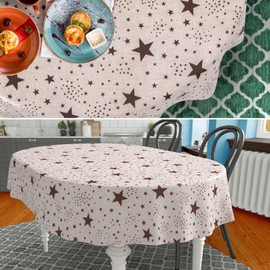 Fabric Tablecloth Washable Table Linen Tablecloth Cotton Polyester Stars Oval 180 x 140 cm Indoor/Outdoor Tablecloth
