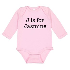 J is for Jasmine Long Sleeve Baby Infant One Piece Bodysuit 18 Months Light Pink