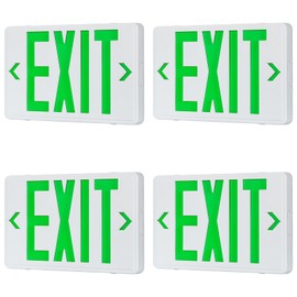 ENJVVS Green Exit Sign,Emergency Exit Sign With Battery Backup,Exit Emergency Lighting Combo, UL Certified, US Standards, Combo for Business,120/277V AC,4 Pack