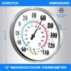 Outdoor Thermometer Hygrometer - 12'' Indoor Outdoor Thermometer Wireless, Indoor
