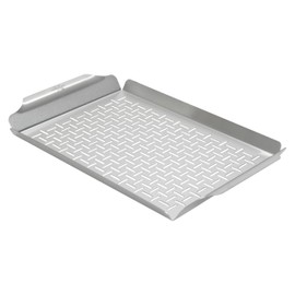 Little Griddle GT-525 Grill Pan and Grill Basket Set, High Sidewalls with Built-in Handles, Stainless Steel & Vented Design - Silver