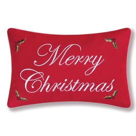 C&F Home Merry Christmas Red Green Embroidered Petite Pillow Christmas Decoration Indoor Outdoor Holiday Throw Petite Pillow Cover for Couch or Bed 8x12” 8 x 12 Multi