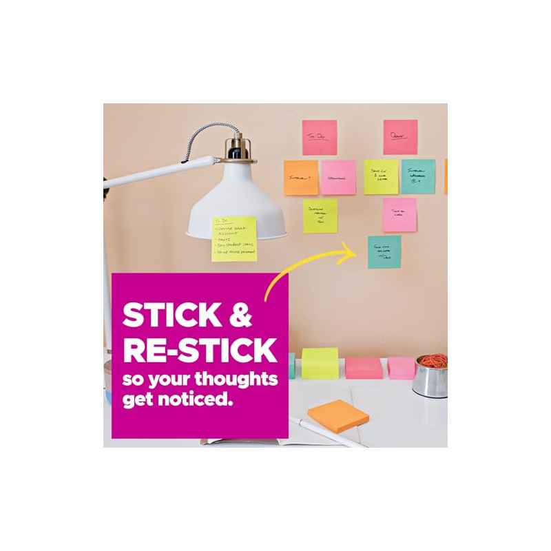 Post-it Super Sticky Notes, 4 in x 4 in, Marrakesh