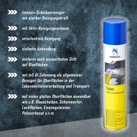 Normfest Topas Scheibenreiniger, Schaumreiniger entfernt effizent Verschmutzungen von Scheiben, Scheinwerfern und Anderen Oberflächen, 400ml