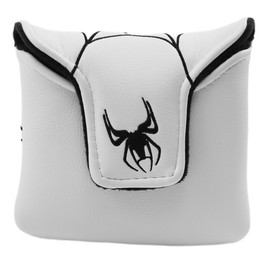 VOANZO Golf Club Putter Head Cover Black And Red Spider Embroidery Golf Club Square Mallet Putter Head Cover Golf Club Putter Head Cover Magnetic Golf Head Cover White