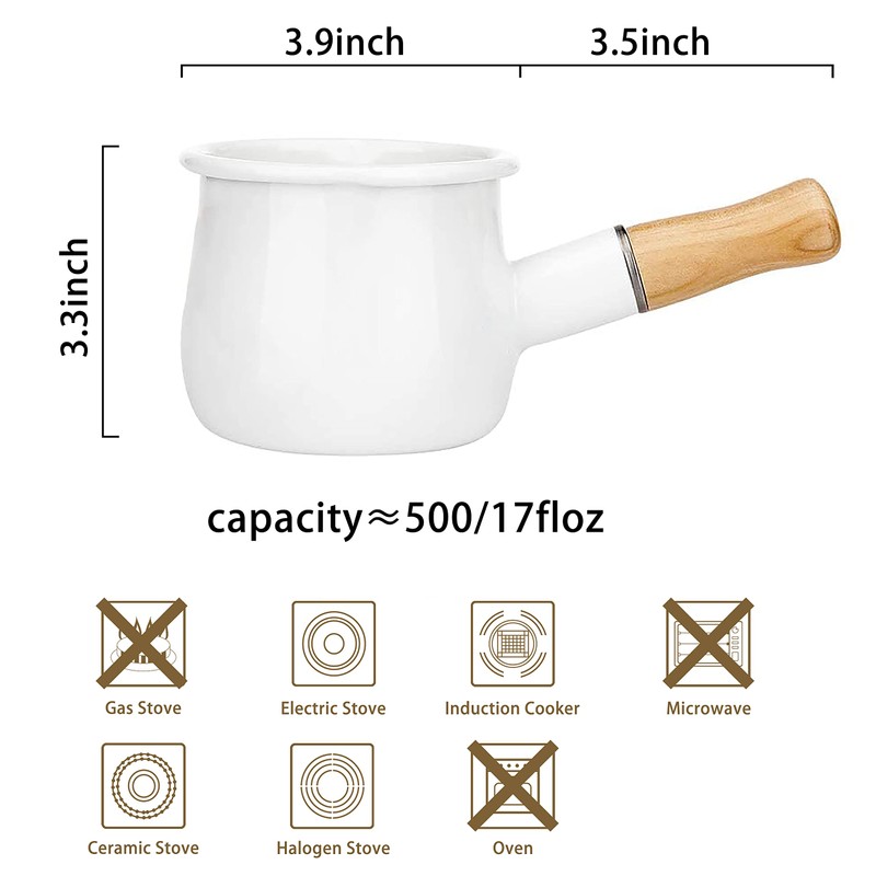 YumCute Home Enamel Milk Pan, Mini Butter Warmer 4 Inch