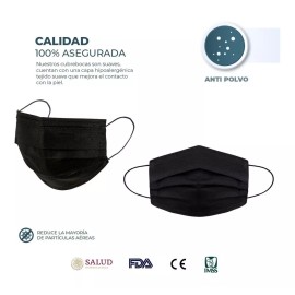 Sanwo Cubre Bocas Negro Tricapa Sanwo 50 Piezas Termosellado