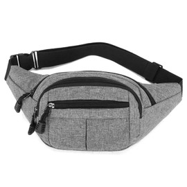 Adorila Crossbody Fanny Pack for Men Women, Sports Waist Bag with Adjustable Strap, Fashionable Belt Bag for Travel Hiking Cycling Running (Grey), Grey