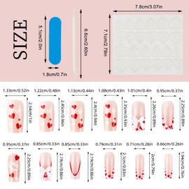 NICENEEDED 24 Pcs French Tip False Nails with Heart Designs, Medium Square Press on Nails with Bow Charms, Glossy Glue on Nails Acrylic Full Cover Stick on Nails for Women Valentine's Day Daily Wear