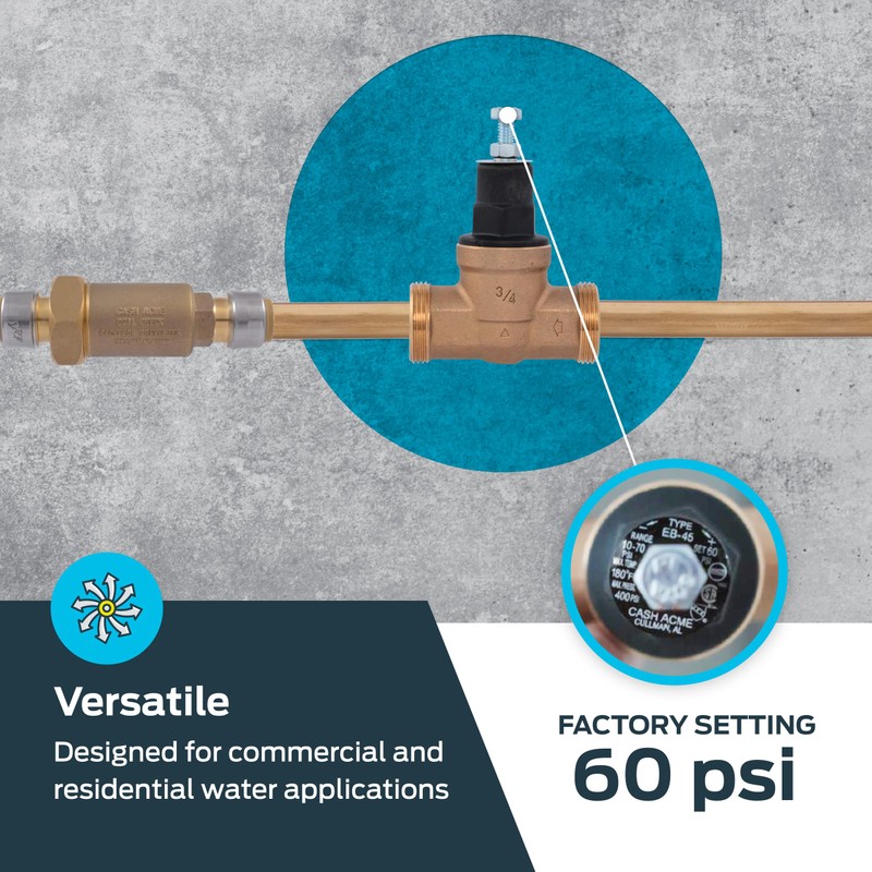Cash Acme EB45 Pressure Regulating Valve, 3/4 Inch NPT Threaded,