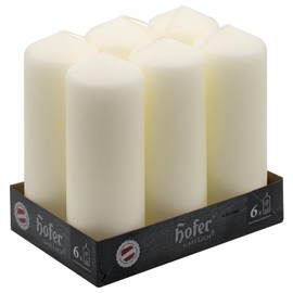 Hofer Tall Pillar Candles - Set of 6 Unscented Ivory Candles in Bulk - 2.36 x 6.5 Inch - 54 Hours Long Burning Decorative Candles - Dripless Wax - Smokeless Wick - RAL Quality - Made in Austria
