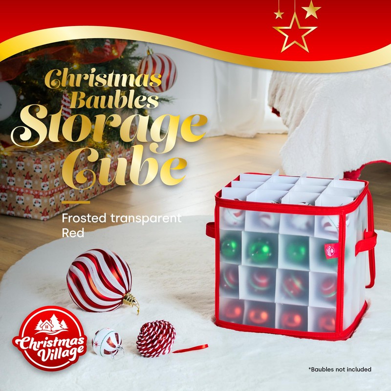 Christmas Village Bauble and Decoration Storage Cube with Padded Dividers