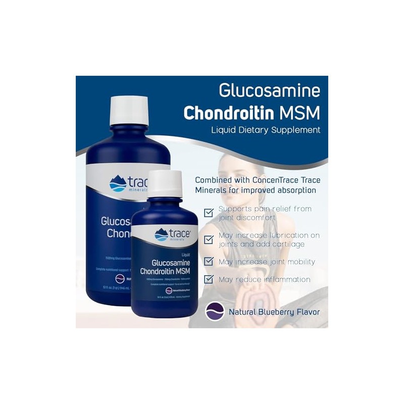 Trace Minerals Liquid Glucosamine/Chondroitin/MSM, 32-Ounce