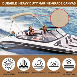 Hagsfire Bimini Top Storage Boot Cover, Waterproof UV Protection Bimini Top Replacement Boot, Fit Round and Square Tube (Beige, 97"-103")