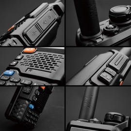 Quansheng UV5R Plus VHF UHF Portable Walkie Talkie FM NOAA Two-way Radio for Studio/Outdoor/Car (with G Shape Earpiece)